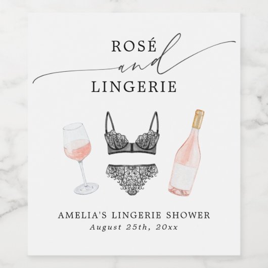 Rosé en Lingerie Vrijgezellenfeest Wijn Etiket (Enkel label)