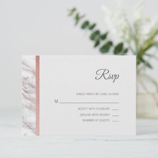 Rose en marbre classique Gold Foil RSVP Menu Maria (Debout devant)