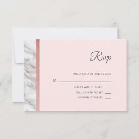 Rose en marbre classique Gold Foil RSVP Menu Maria (Devant)