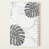Rose en marbre noir Argent Sparkling Salon Planner (Dos)