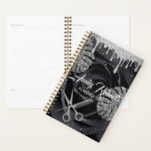 Rose en marbre noir Argent Sparkling Salon Planner (Devant avec enveloppe)