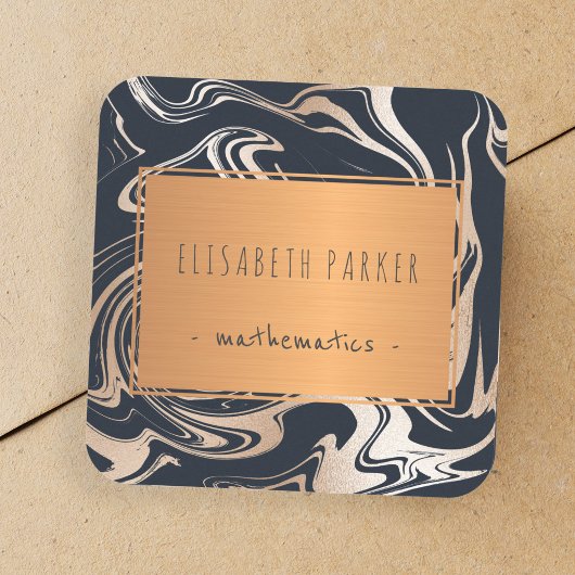 Rose en marbre noir or avec étiquette en cuivre vo