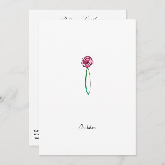 Rose    en verre tendu - Invitation du CP (Devant / Derrière)