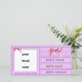 ROSE EN VICHY FAIRE-PART DE NAISSANCE (Debout devant)