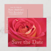 Rose Enregistrez la date 70e anniversaire Carte po (Devant / Derrière)