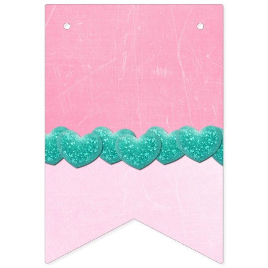 Rose et Aqua et bannière de drapeau d'anniversaire (Deuxième drapeau)