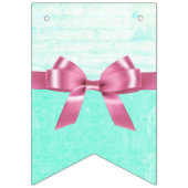 Rose et Aqua et bannière de drapeau d'anniversaire (Troisième drapeau)