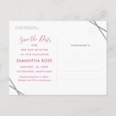 Rose et argenté, faire-part moderne de Bat Mitzvah (Dos)