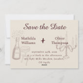Rose et bordeaux rayure large invitation en dentel (Dos)