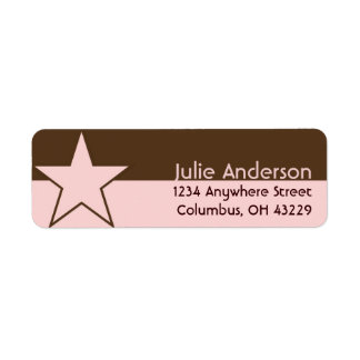 Rose et Brown avec une étoile Étiquettes d'adresse