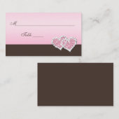 Rose et Brown Coeurs associés Cartes de place (Devant / Derrière)
