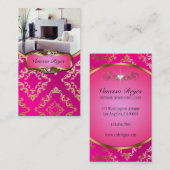 Rose et carte de visite de photo de damassé d'or (Devant / Derrière)