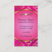 Rose et carte de visite de photo de damassé d'or (Dos)