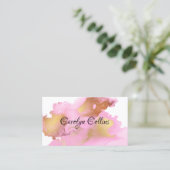 Rose et carte de visite de taches d'encre d'or (Debout devant)