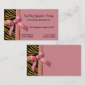 Rose et carte de visite rayé de zèbre d'or (Devant / Derrière)