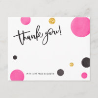 Rose et cartes de Merci d'or - pois moderne