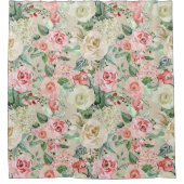 Rose et crème Floral Aquarelle Douche rideau (Devant)