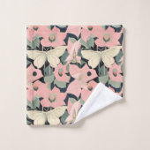 Rose et crème - Luna Moth and Moonflowers (Gant de toilette)