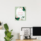 Rose et Emerald Green Sweet 16 Affiche de bienvenu (Bureau à domicile)