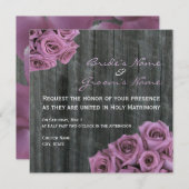 Rose et Faire-part de mariage Barnwood (Devant / Derrière)