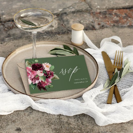 Rose et floral burgundy 7 w réponse repas - Vert