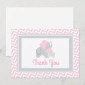 Rose et gris de carte de remerciements de baby (Devant / Derrière)
