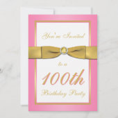 Rose et invitation d'anniversaire d'or 100th (Devant)