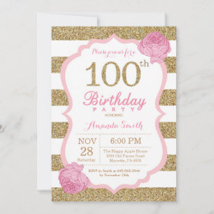 Rose et invitation d'anniversaire d'or 100th