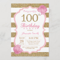 Rose et invitation d'anniversaire d'or 100th