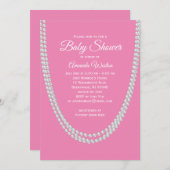 Rose et invitation de baby shower de perles (Devant / Derrière)