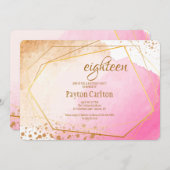 Rose et invitation de fête d'anniversaire d'or (Devant / Derrière)