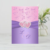 Rose et invitation de monogramme de coeurs (Debout devant)