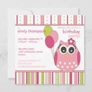 Rose et invitation Girly de fête d'anniversaire de