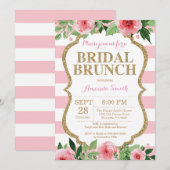 Rose et invitation nuptiale de brunch de parties (Devant / Derrière)