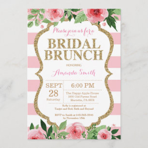 Rose et invitation nuptiale de brunch de parties