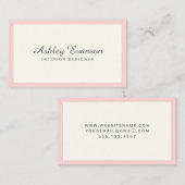 Rose et ivoire simples Cartes de visite élégants (Devant / Derrière)