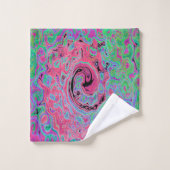 Rose et Lime Vert Super Retro Abstrait (Gant de toilette)