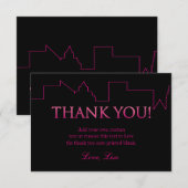 Rose et noir, cartes de Merci de la ville | (Devant / Derrière)