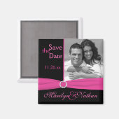 Rose et noir Enregistrer la date Magnet photo (Recto/Verso)