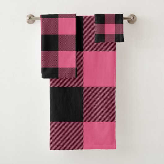 Rose et noir plaid rustique de buffle à carreaux (En situation)