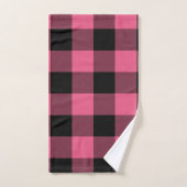 Rose et noir plaid rustique de buffle à carreaux (Serviette à main)