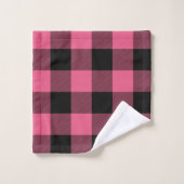 Rose et noir plaid rustique de buffle à carreaux (Gant de toilette)