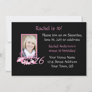 Rose et noir sucré 16 Invitation