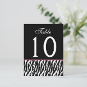 Rose et noir Zebra Ver. 2 Numéro de table Mariage (Debout devant)