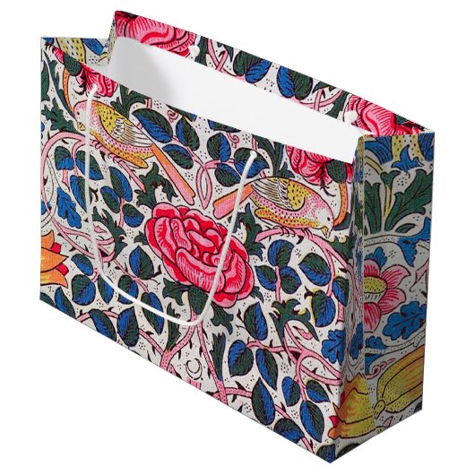 Rose et oiseau, William Morris Grand sac cadeau (Devant Angle)