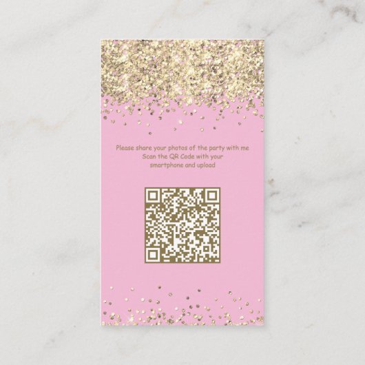 Rose et or | Mini VIP Invitation d'anniversaire (Dos)