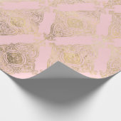 Rose et or papier cadeau à motif damassé (Coin)