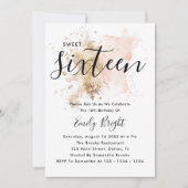 Rose Et Or Sucré 16 Invitations 16E Anniversaire (Devant)