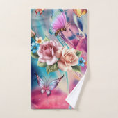 Rose et papillons (Serviette à main)