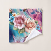 Rose et papillons (Gant de toilette)
